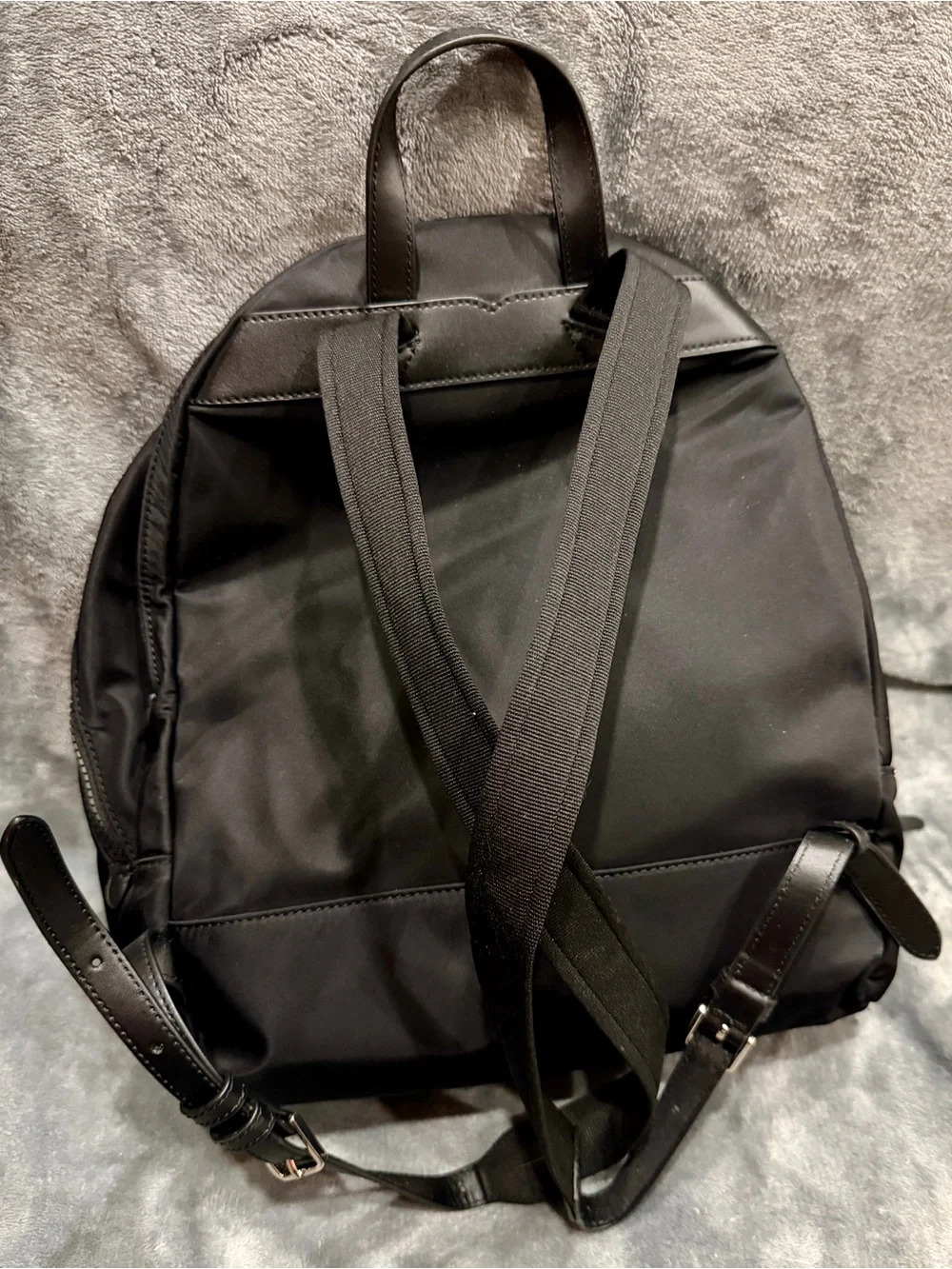 kate spade black nylon backpack with gold logo *New*